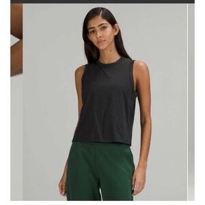 🍋 EUC Lululemon Classic-Fit Cotton-Blend Tank Top 20 BLACK W1DGZS 11/22 $48